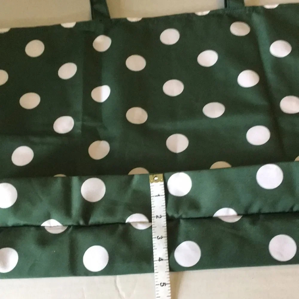 Kate Spade Large Beach Shop Toy Reusable Tote Bag Green White Polka Dot